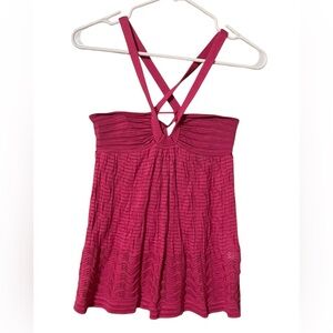 M by Missoni Sleeveless Babydoll Knit Top Women’s 2 Pink Stretch Crochet Comfort